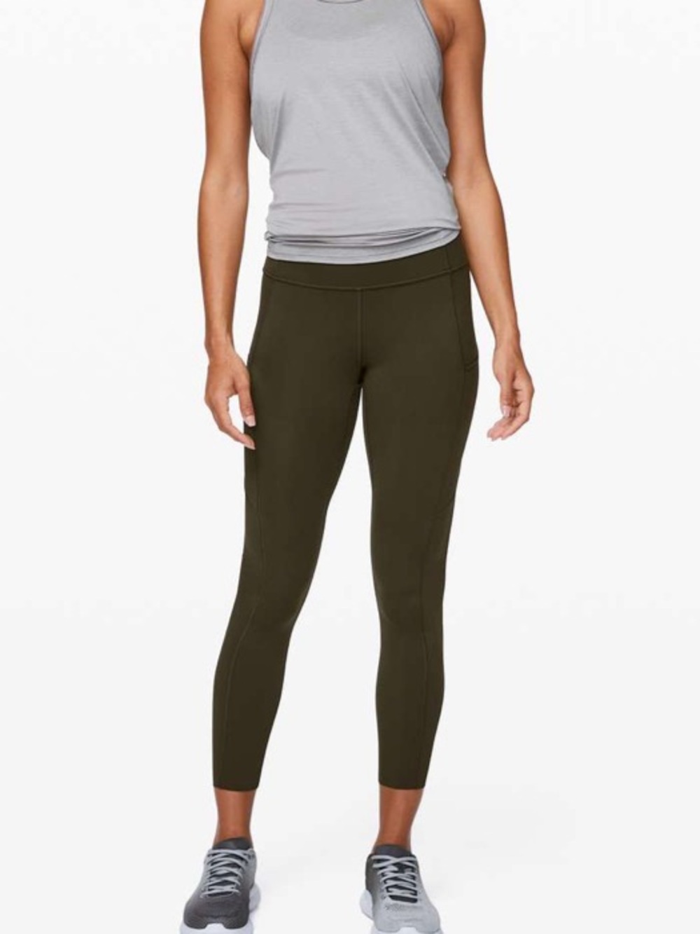 Lululemon Fast and Free Tight II 25” Sz 4 Dark Olive l Leggings W5BXQS Raw Hem